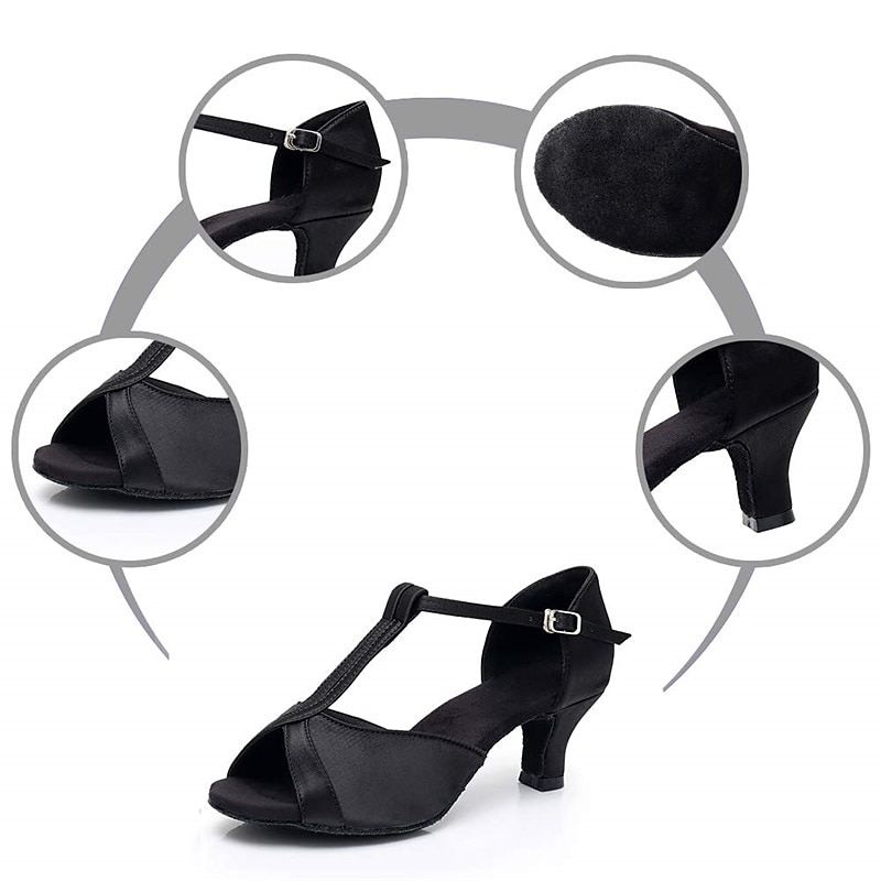 Women's Latin Shoes Prom Professional Rumba Suede Shoes Heel Solid Color High Heel Peep Toe Zipper Adults' Black Brown3