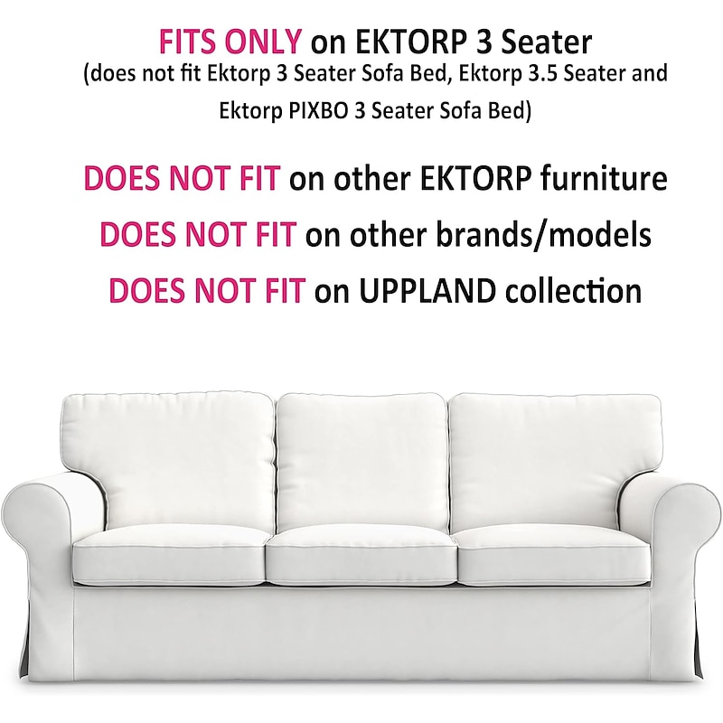 3 Seat Sofa Cover, Couch Cover with 3 Cushion Cover and 3 Backrest Cover For Ektorp Slipcover Washable Furniture Protector  LITB PRIME cover Ektcover4