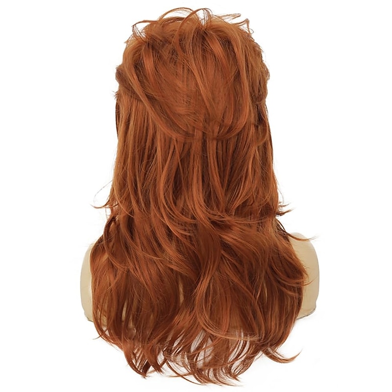 80s Women Mullet Wig Long Wavy Ginger Bouffant Synthetic Hair wigs for Married Housewife Vintage Costume or Carnival Party Halloween Wigs4