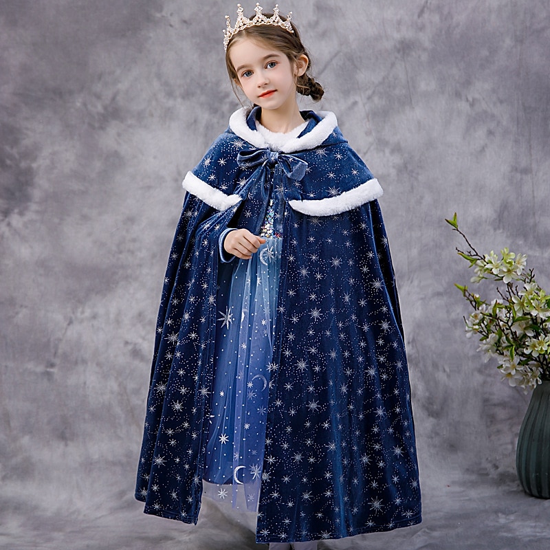 Kids Girls' Cape Graphic Active School Cotton Coat Outerwear 3-10 Years Spring 9850 dark gray blue without velvet 9850 color blue without velvet 9851 dark gray blue without velvet4