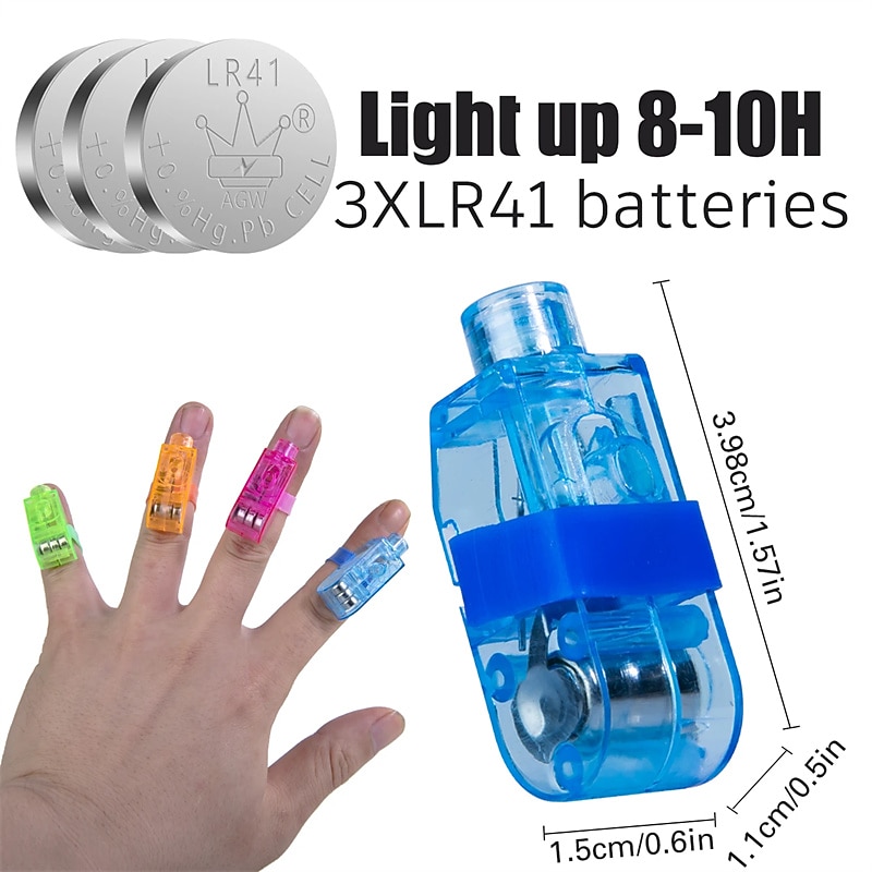 Kids LED Finger Lights Birthday Party Supplies Assorted Rave Laser Toys 6 Colors 30/50/60 Pieces4