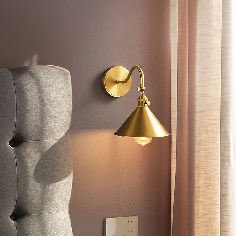 Gold Hardware Rust Proof Light Fixtures,Industrial Retro Style Gooseneck Wall Lamp,American Minimalist Indoor Sconces Lamp,for Living Room, Bedroom Wall Lantern 110-240V3