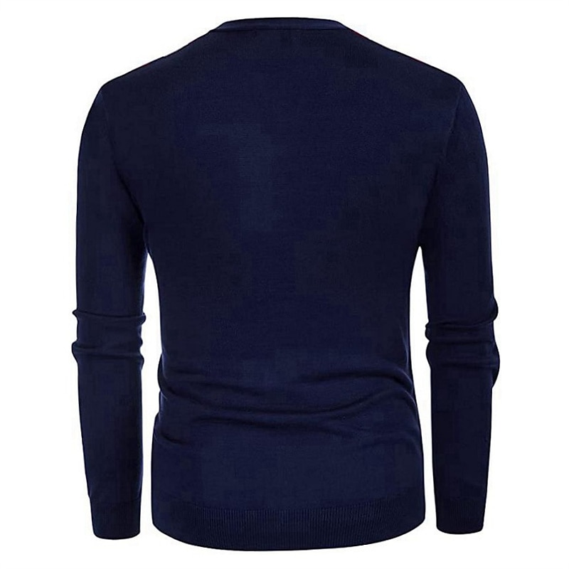 Men's Cardigan Sweater Knit Sweater Ribbed Knit Cropped Button Up Color Block V Neck Warm Ups Modern Contemporary Casual Daily Wear Clothing Apparel Fall Winter Dark Navy Brown M L XL3