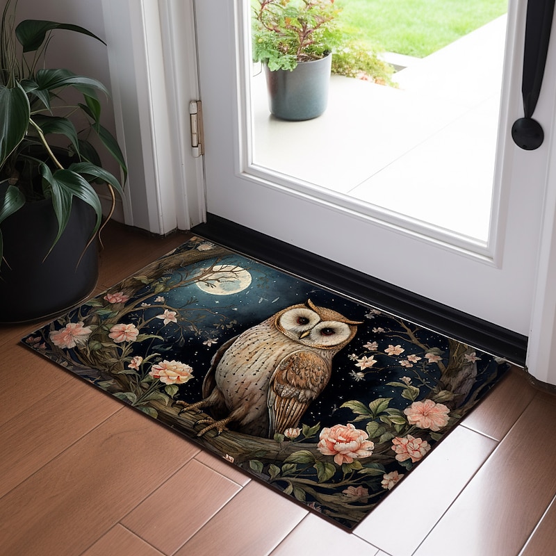 Floral Owl Doormat Floor Mats Washable Rugs Kitchen Mat Non-Slip Oil Proof Boho Rug Indoor Outdoor Mat Bedroom Decor Bathroom Mat Entrance Rug4
