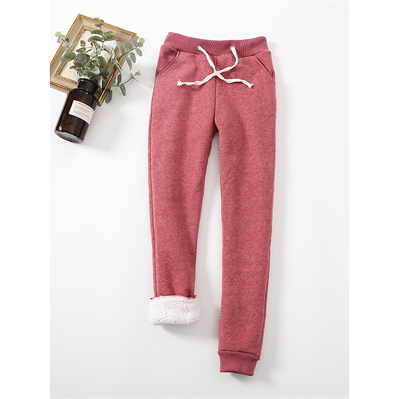 Women's Sweatpants Fleece Pants Pants Trousers Active Streetwear Casual Full Length High Waist Plain Drawstring Pocket Elastic Waist Thermal Warm Breathability Soft Micro-elastic Outdoor Street Sport3