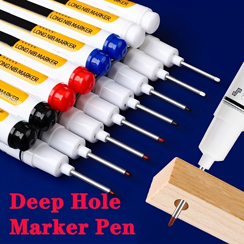 5pcs/set Extended Nib 20MM Red Black Blue White Green Ink Long Head Markers Bathroom Woodworking Decoration Metal Plastic Wood Multi-functional Write Deep Hole Marker Pens2