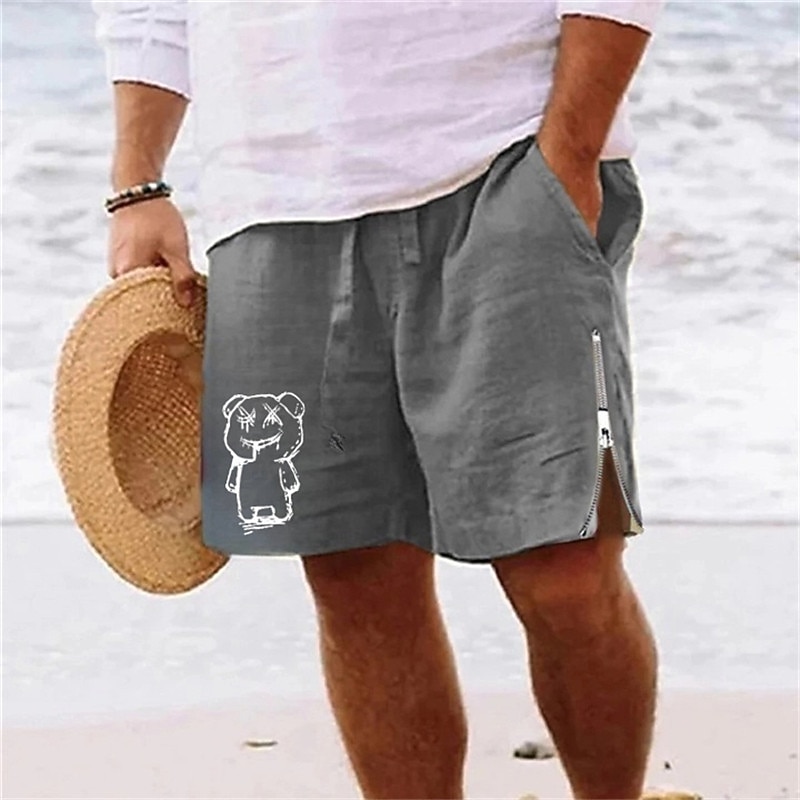 Men's Cartoon Bear Shorts Summer Shorts Beach Shorts Mid Waist Hawaiian Casual Daily Holiday Going out Drawstring Zipper Elastic Waist Designer Clothing Apparel2