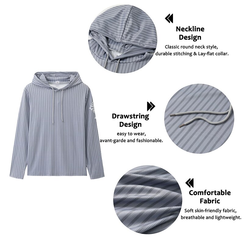 Men's Graphic Cross T Shirt Long Sleeve T shirt 3D Print Hooded Shirt Fashion Daily Casual Casual Holiday Going out Black Blue Gray Spring &  Fall Clothing Apparel S M L XL XXL 3XL2