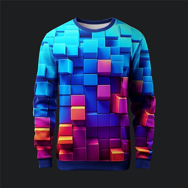 Men's Graphic Geometic Sweatshirts Golf Pullover Sweatshirt Long Sleeve Sweatshirt Crew Neck Fashion Daily Casual 3D Print Vacation Holiday Going out Print Spring &  Fall2