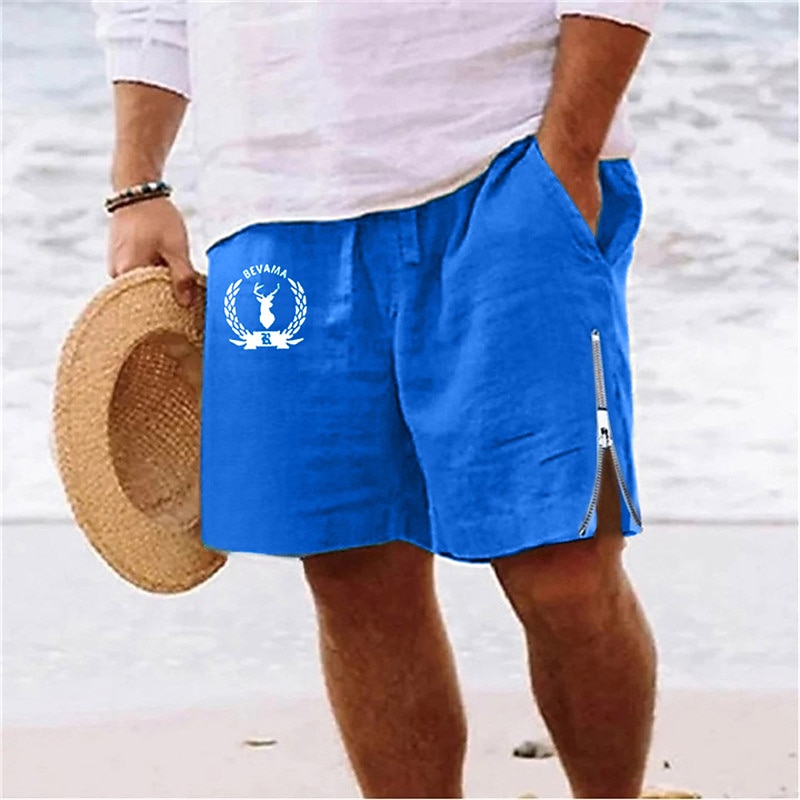 Men's Animal Deer Shorts Summer Shorts Beach Shorts Mid Waist Hawaiian Casual Daily Holiday Going out Drawstring Zipper Elastic Waist Designer Clothing Apparel
