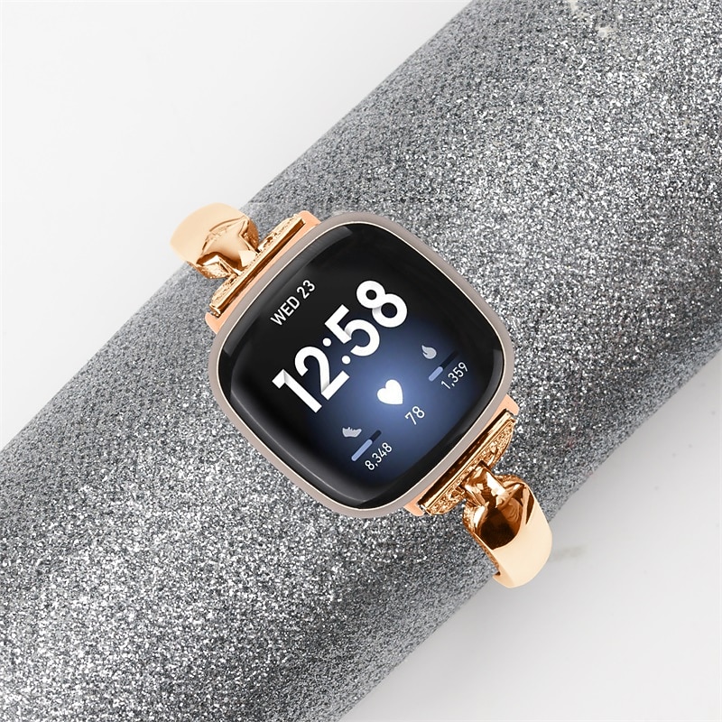 Smart Watch Band Compatible with Fitbit Versa 4, Sense 2, Versa 3, Sense Alloy Smartwatch Strap Women Glitter Crystal Jewelry Bracelet Replacement  Wristband4