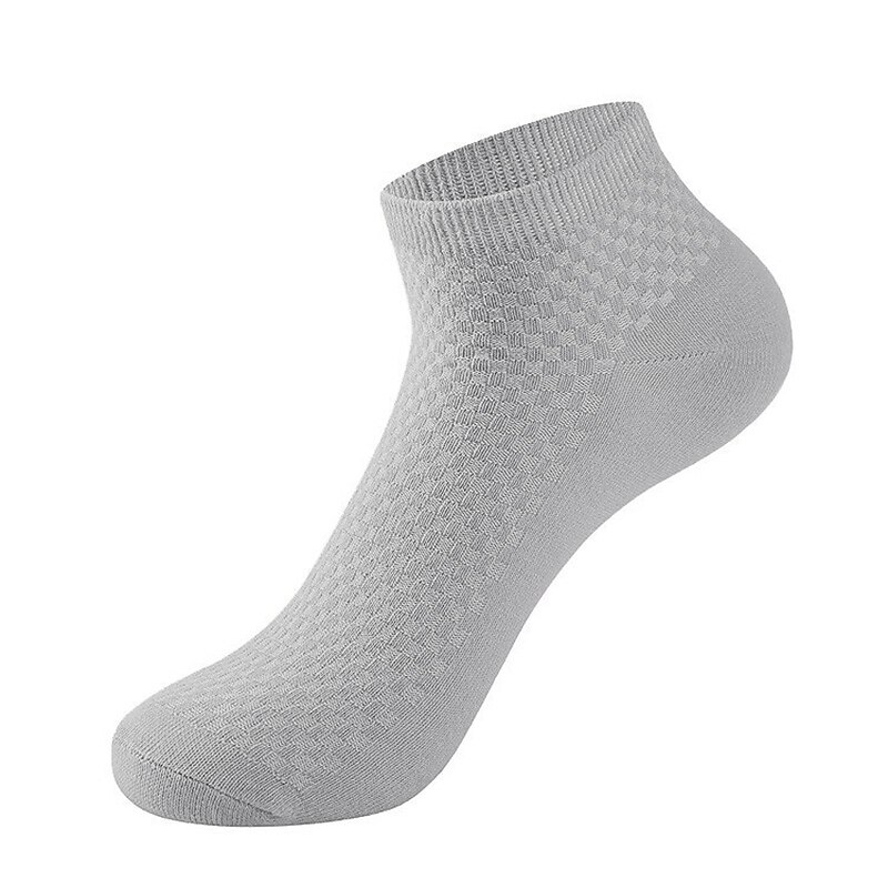 Men's 3 Pairs Crew Socks Low Cut Socks Black Light Grey Color Plain Casual Daily Basic Medium Summer Spring Fall Breathable4