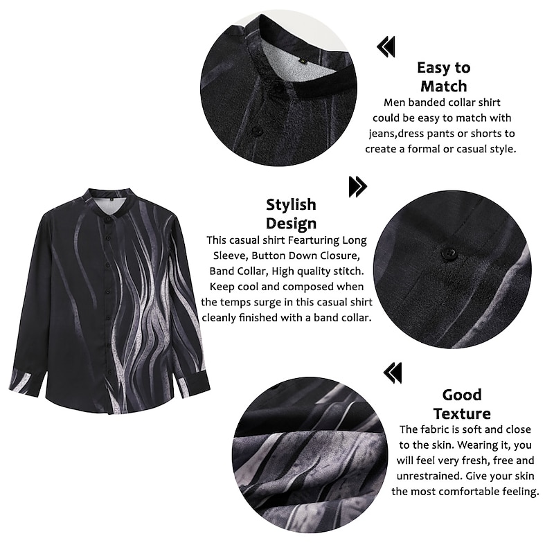 Men's Gradient Geometric Pattern Geometry Shirt Button Up Shirt Long Sleeve Fashion Streetwear Designer Outdoor Casual Daily Summer Spring Fall Stand Collar Print Yellow Blue Purple Green Gray2