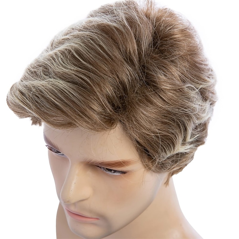 Men Short Blonde Wigs Short Layered Mixed Blonde Wig Synthetic Replacement Costume Halloween Natural Hair Wigs3