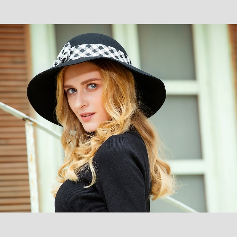 Hats 100% Wool Bowler / Cloche Hat Bucket Hat Casual Holiday Elegant With Feather Bowknot Headpiece Headwear2