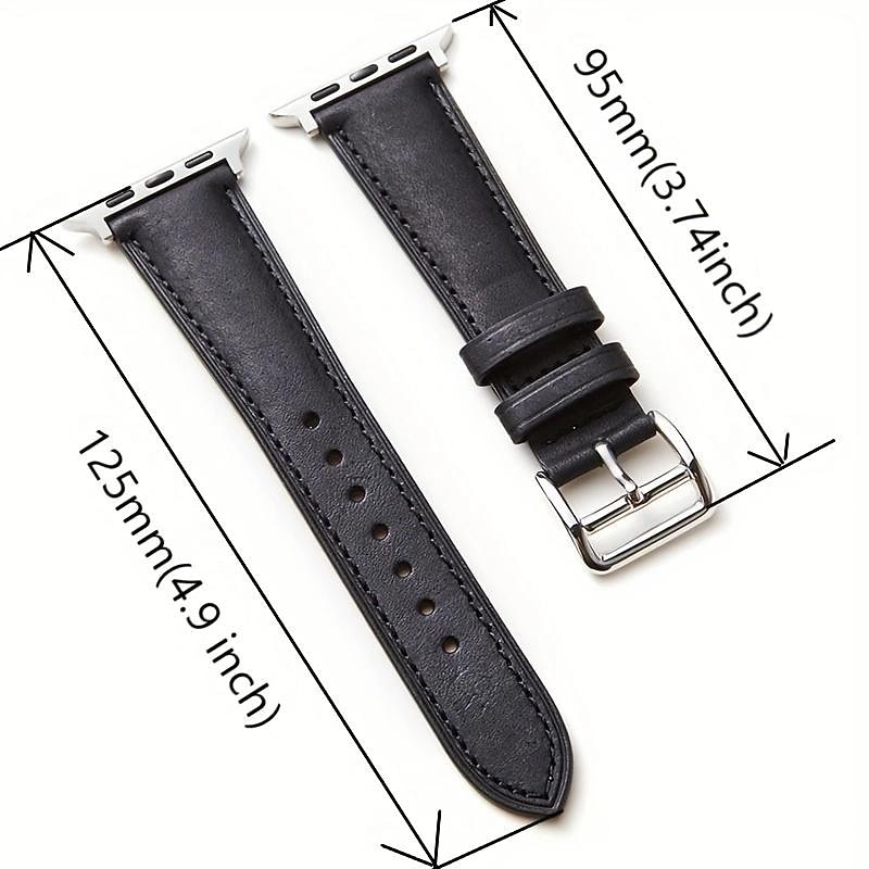 Leather Band Compatible with Apple Watch band 38mm 40mm 41mm 42mm 44mm 45mm 49mm Rugged Luxury Adjustable Genuine Leather Strap Replacement Wristband for iwatch Series Ultra 8 7 SE 6 5 4 3 2 12