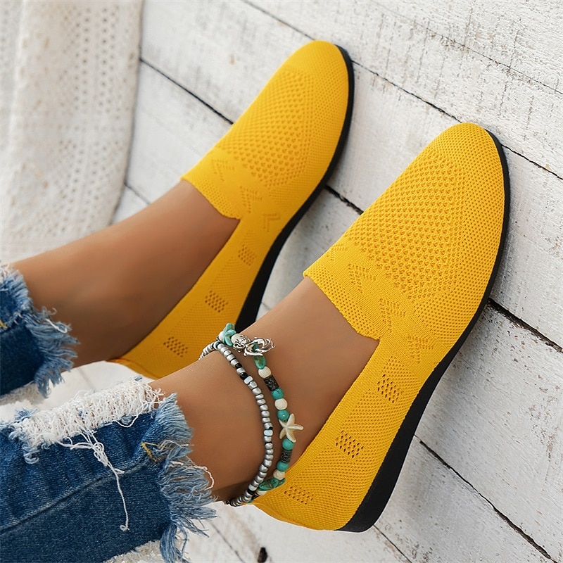 Women's Navy Blue Knit Loafers – Breathable Slip-On Casual Flats for Comfort and Everyday Wear 18