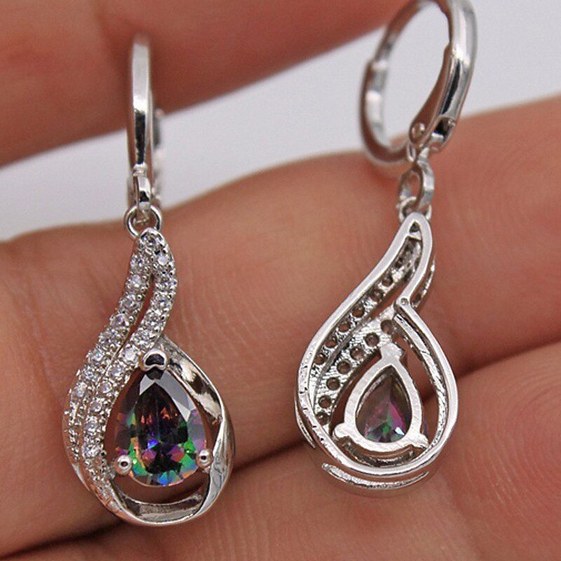 Women's Zircon Drop Earrings Fine Jewelry Classic Precious Personalized Stylish Silver Earrings Jewelry Gold / White For Gift Festival 1 Pair4