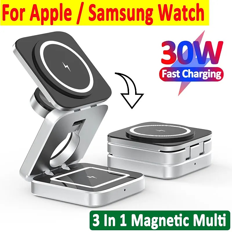 3 In 1 Foldable Wireless Charger Stand Dock Magnetic Fast Charging Station for IOS Watch 8 7 Portable Stand for IPhone 14 133
