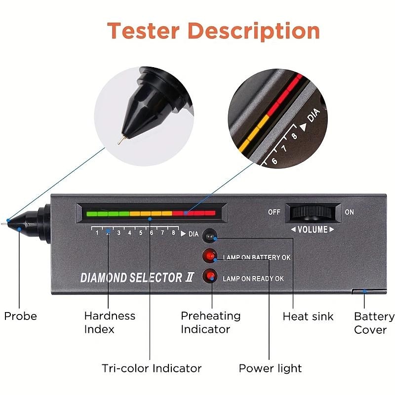 1pc Professional Diamond Tester, Gem Tester Pen Portable Electronic Diamond Tester Tool For Jewelry Jade Ruby Stone Identification Hardness Test Tool2