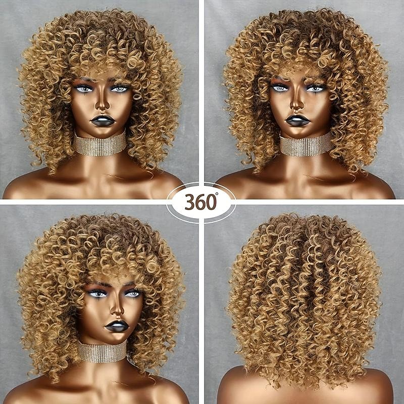 Soft And Stylish 14 Inch Blonde Afro Curly Wig For Women - Perfect For 70s And Kinky Curly Hair - Synthetic Fiber Material For Long-Lasting Wear2