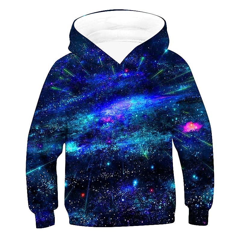 Children's Day Boys 3D Galaxy 3D Print Earth Hoodie & Sweatshirt Long Sleeve 3D Print Active Basic Kids 2-12 Years4