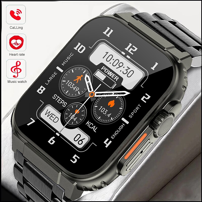 iMosi A70 Smart Watch 1.96 inch Smartwatch Fitness Running Watch Bluetooth Pedometer Call Reminder Activity Tracker Compatible with Android iOS Women Men Hands-Free Calls Waterproof Media Control IP68