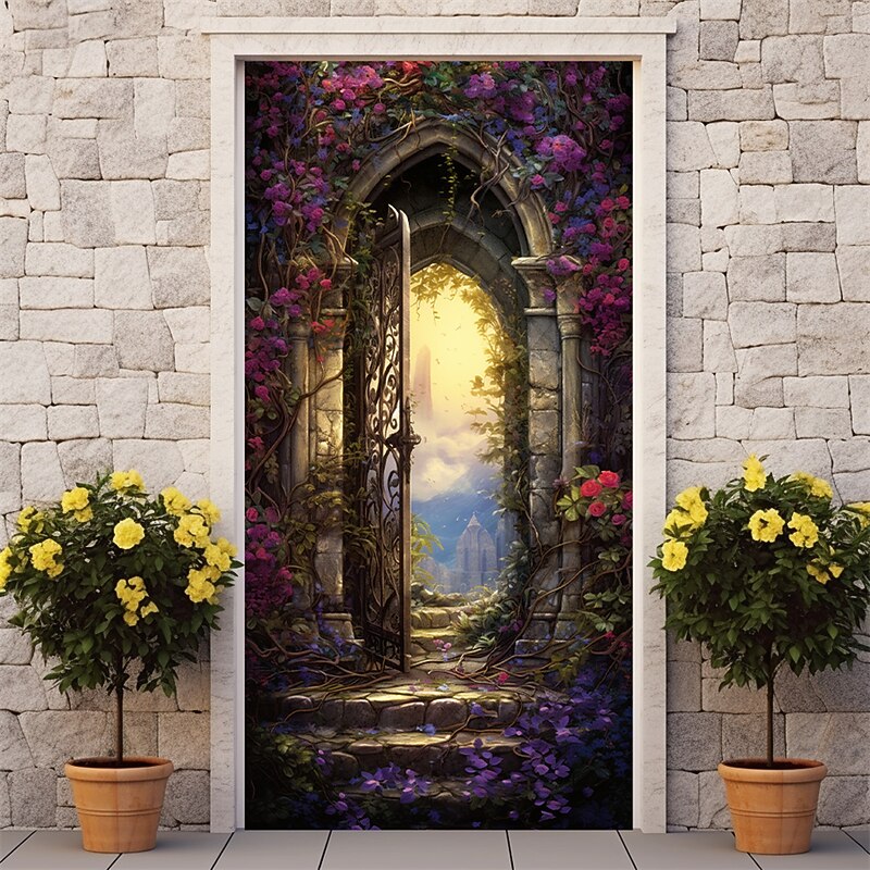 Floral Doorway Door Covers Door Tapesty Door Curtain Decoration Backdrop Door Banner for Front Door Farmhouse Holiday Party Decor Supplies2