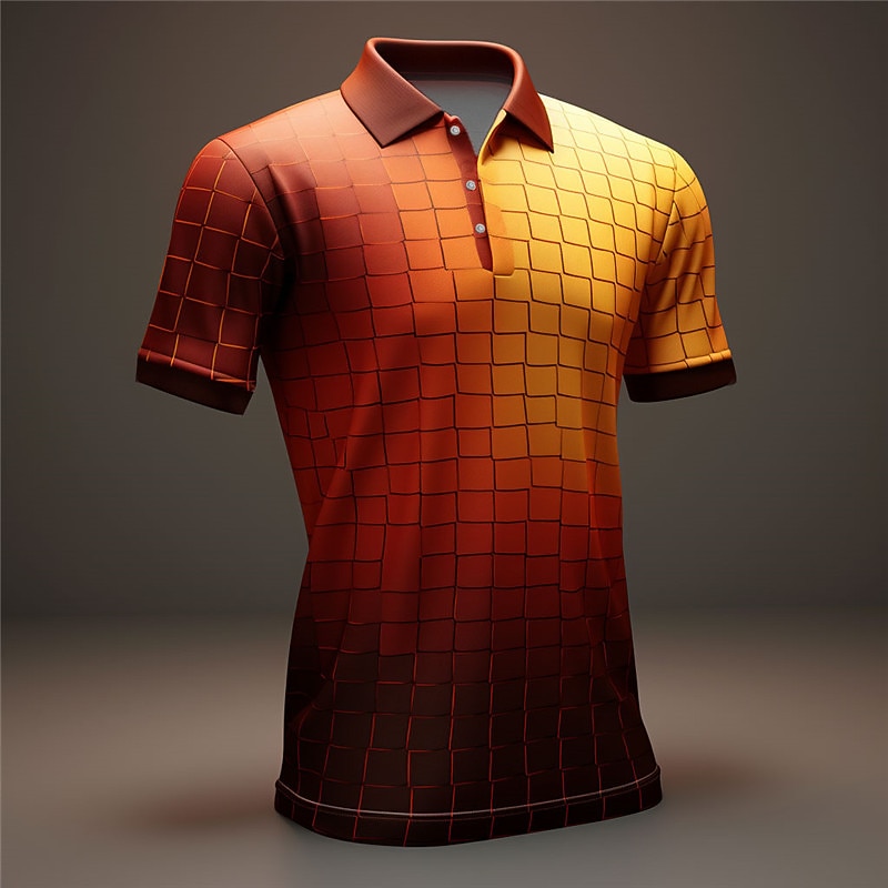 Men's Polo Shirts Golf Shirt Short Sleeve Polo Shirts Collared Shirts Casual Vacation Wear Formal Wear Festival Wear Buttons 3D Print Spring & Summer Yellow Purple Orange