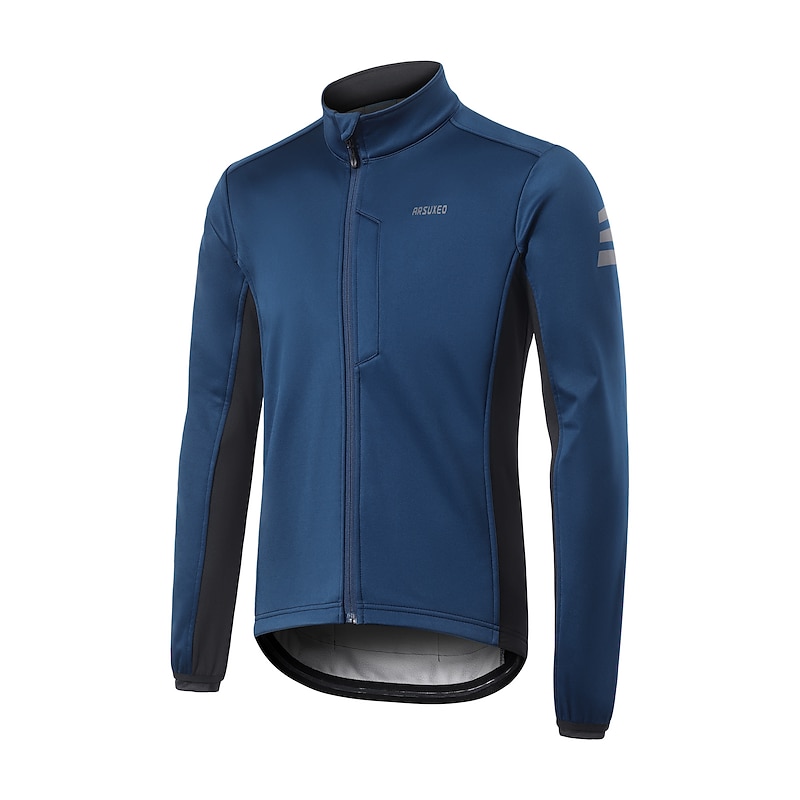 Arsuxeo Men's Cycling Jacket Windbreaker Fleece Jacket Winter Warm Moisture Wicking Breathability Back Pocket Bike Jacket Tracksuit Mountain Bike MTB Road Bike Cycling City Bike Cycling Black Dark4