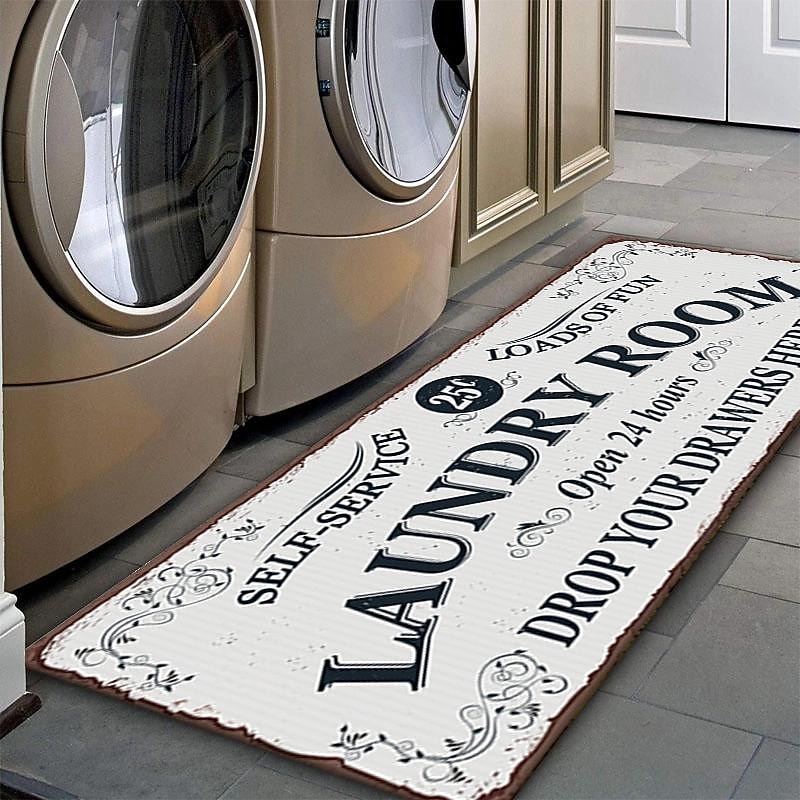 Laundry Mat Rug Kitchen Mat Non-Slip Oil Proof Rug Indoor Outdoor Mat Bedroom Decor Bathroom Mat Entrance Rug Door Mat