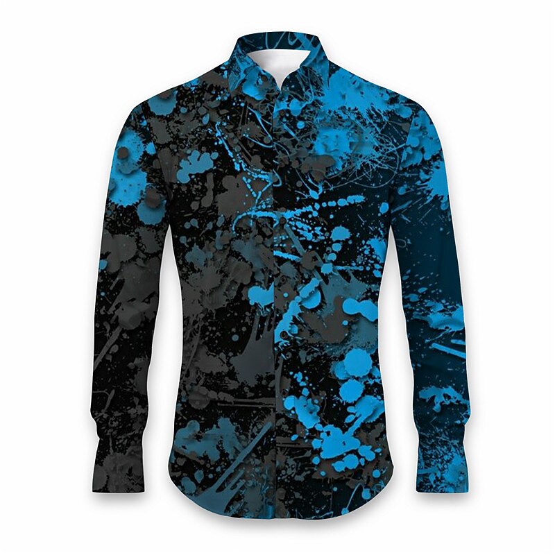 Men's Geometric Pattern Graffiti Shirt Button Up Shirt Long Sleeve Abstract Daily Wear Going out Fall & Winter Turndown Print Button-Down Red Blue Purple3