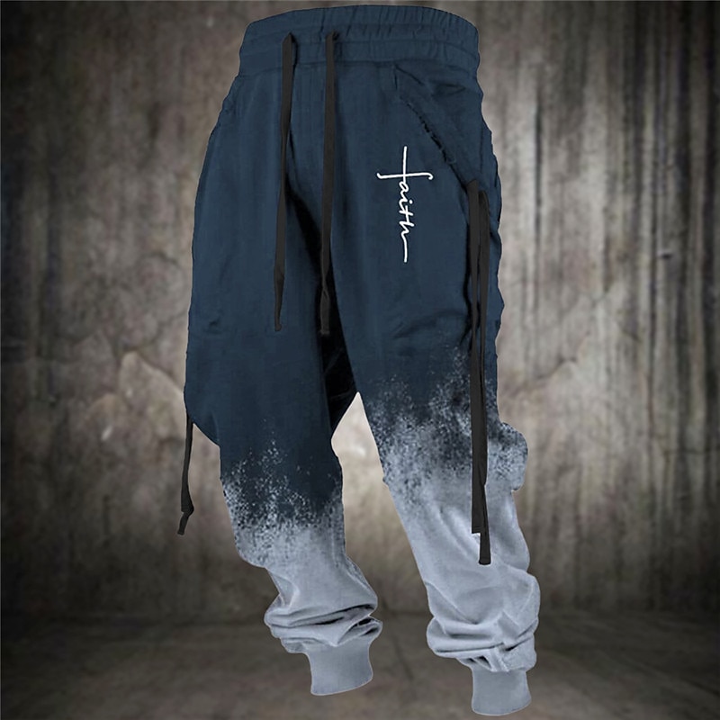 Faith Vintage Men's 3D Print Sweatpants Joggers Pants Trousers Outdoor Street Casual Daily Polyester Black Blue Brown S M L Mid Waist Elasticity Pants2
