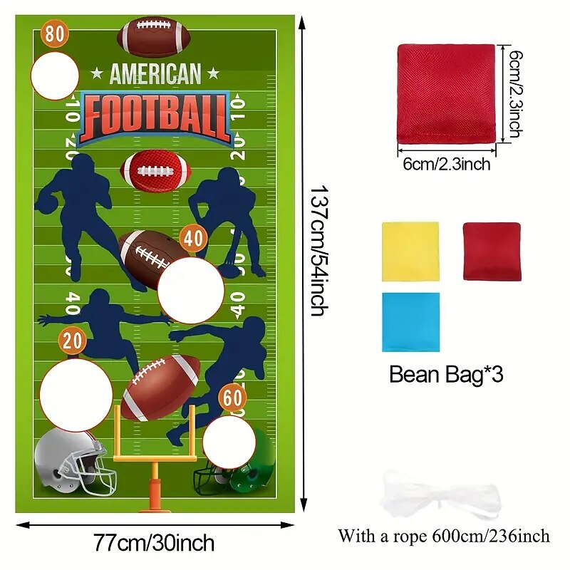 1set Football Bean Bag Toss Game Banner Indoor And OutdoorAmerican Football Party Game For Family Football HappyBirthday Party Supplies Decorations super bowl3