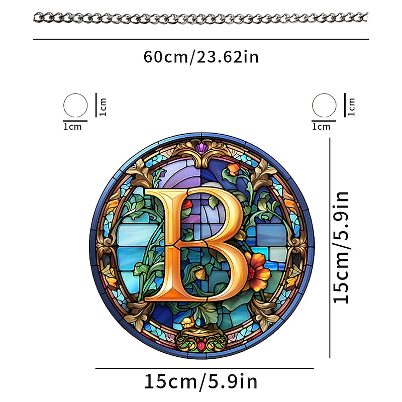 Alphabet Stained Window Hanging Suncatcher For Windows Panels Sun Catcher Autumn Ornament Decoration Alphabet Memorial Gift For Friend, Christmas Xmas Gift3
