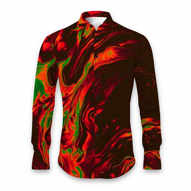 Men's Geometric Pattern Gradual Shirt Button Up Shirt Long Sleeve Abstract Daily Wear Going out Fall & Winter Turndown Print Button-Down Red Dark Navy Blue Purple Orange2