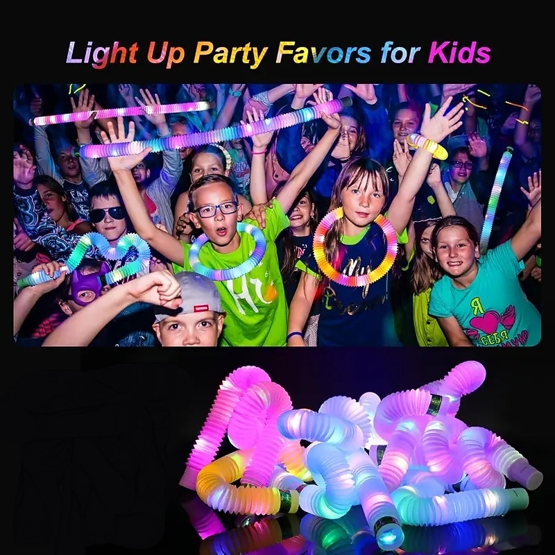 5/10/12pcs LED Jumbo Light Up Pop Fidget Tubes - Large Glow Sticks for Party Supplies and Stress Relief2