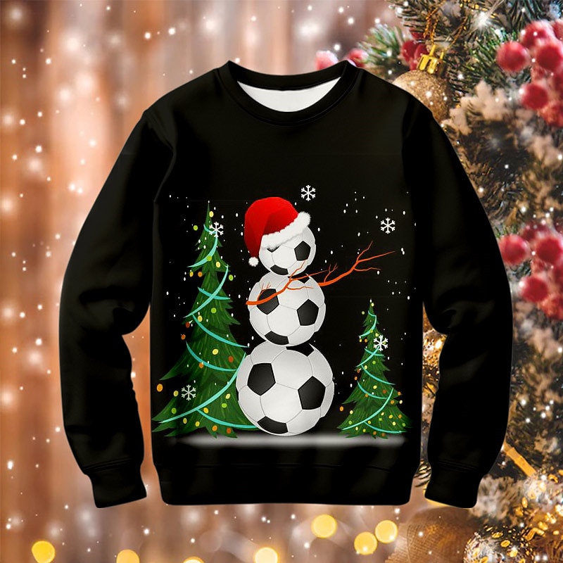 Christmas Boys 3D Football Sweatshirt Pullover Long Sleeve 3D Print Fall Winter Fashion Streetwear Cool Polyester Kids 3-12 Years Outdoor Casual Daily Regular Fit3