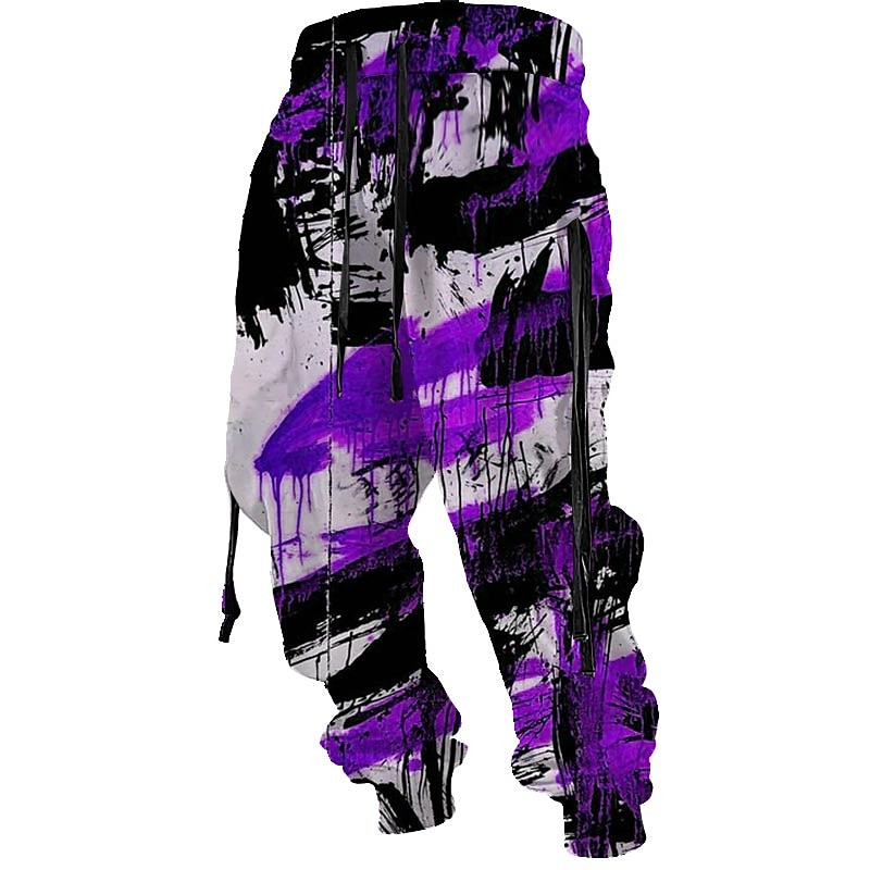 Graffiti Abstract Men's 3D Print Sweatpants Joggers Pants Trousers Outdoor Street Casual Daily Polyester Red Blue Purple S M L Mid Waist Elasticity Pants2