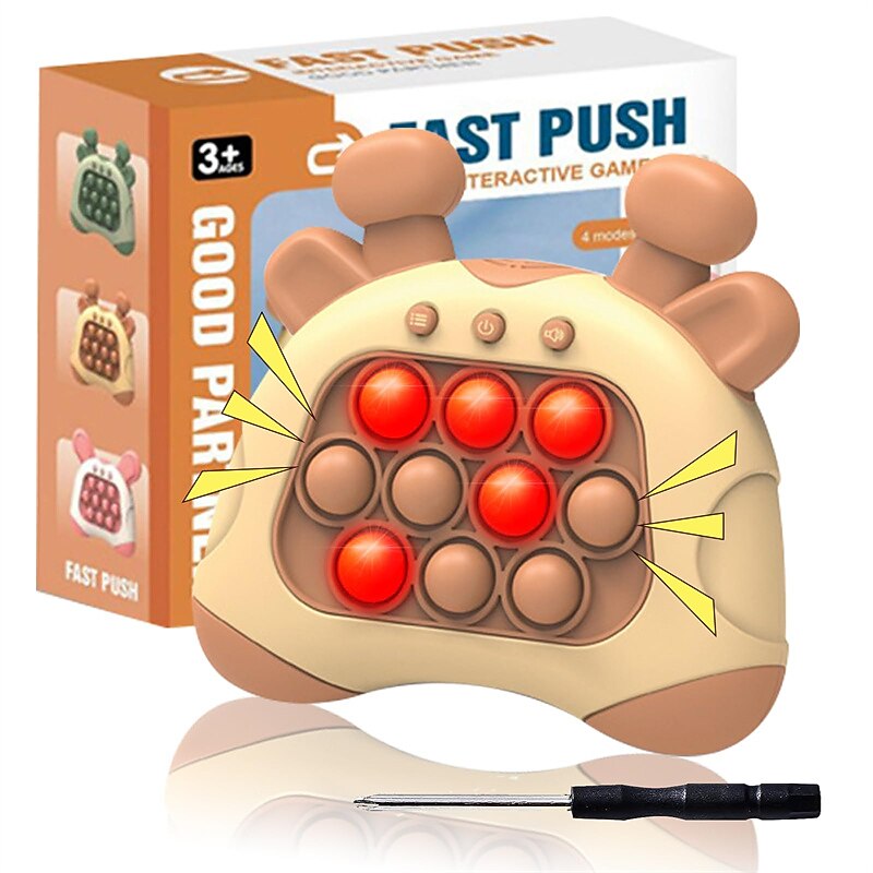 Fast Push Bubble Game, Upgraded Handheld Pop Fidget Light Up Pro Game Toys, Electronic Quick Push Game, Fidget Sensory Toys for  Kids Girls Birthday