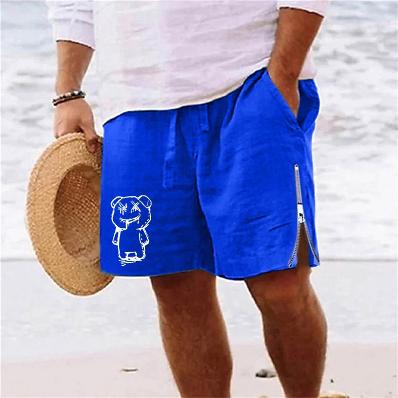 Men's Cartoon Bear Shorts Summer Shorts Beach Shorts Mid Waist Hawaiian Casual Daily Holiday Going out Drawstring Zipper Elastic Waist Designer Clothing Apparel4