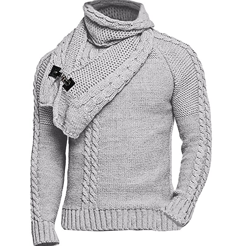 Men's Pullover Sweater Jumper Turtleneck Sweater Cropped Sweater Knit Sweater Ribbed Cable Knit Regular Button Knitted Plain Turtleneck Keep Warm Modern Contemporary Daily Wear Going out Clothing2