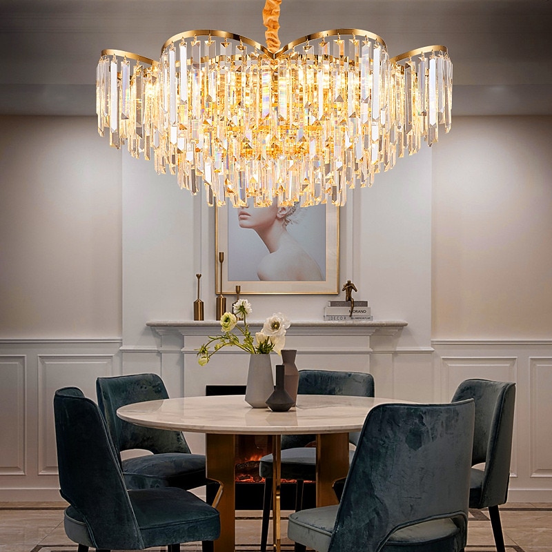 LED Chandeliers Modern Luxury, 60/80cm Gold Crystal for Home Interiors Kitchen Bedroom K9 Crystal Lamp Light 110-240V4