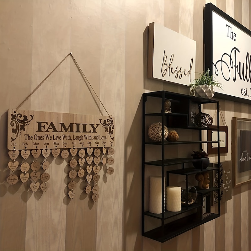 Gifts for Mom Grandma to Remember Everyone's Birthday Wooden Family Birthday Reminder Calendar Plaque with 100 Wood Tags Wall Hanging Unique Presents Ideas from Daughter Son2