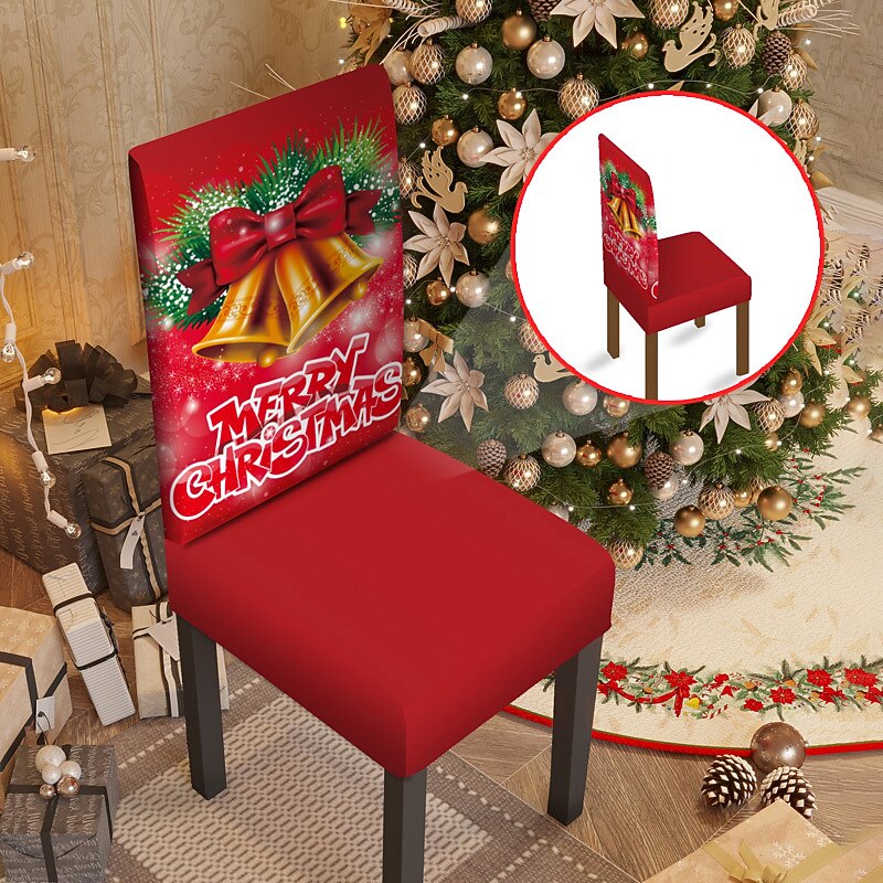 Christmas Dining Chair Covers, Stretch Xmas Parsons Chair Slipcovers Seat Protector Washable Spandex Kitchen Chair Cover for Dining Room2