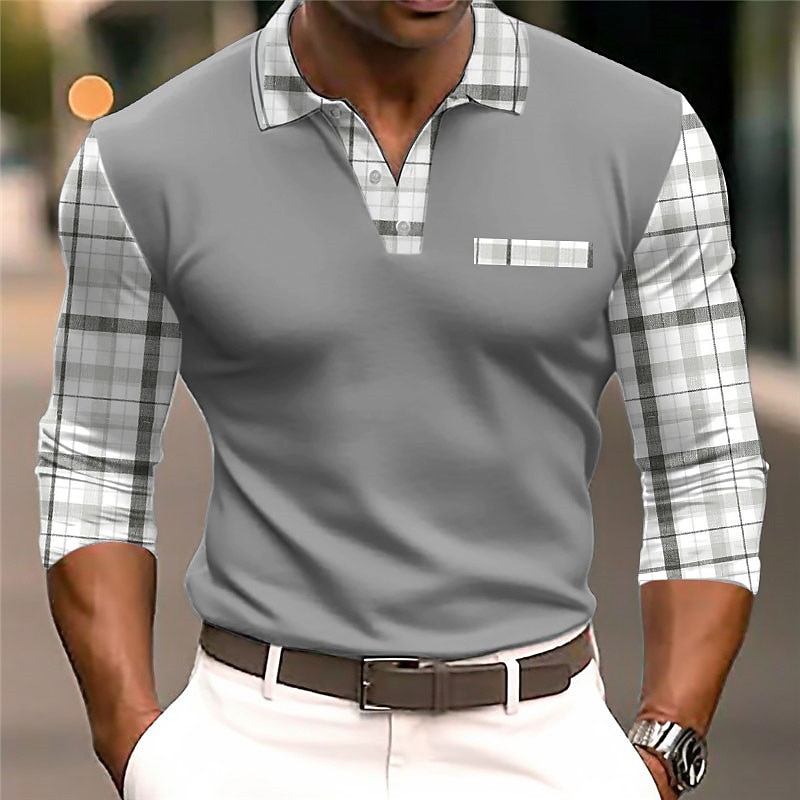 Kentucky Derby Men's Cable Knit Polo Golf Polos Shirts Long Sleeve Polo Shirts Turndown Casual Daily 3D Print Fall & Winter Black White Navy Blue3