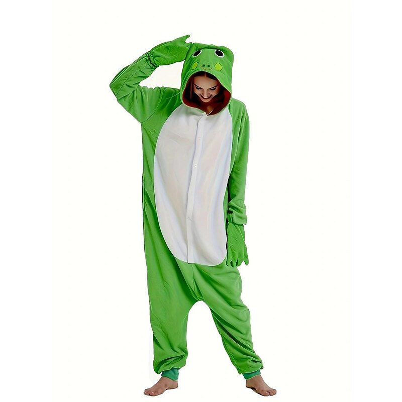 Adults' Animal Nightwear Onesie Pajamas Onesie Costume Carnival Costume Frog Animal Onesie Pajamas Kigurumi Pajamas Pajamas Funny Costume For Men's Women's Carnival Cartoon