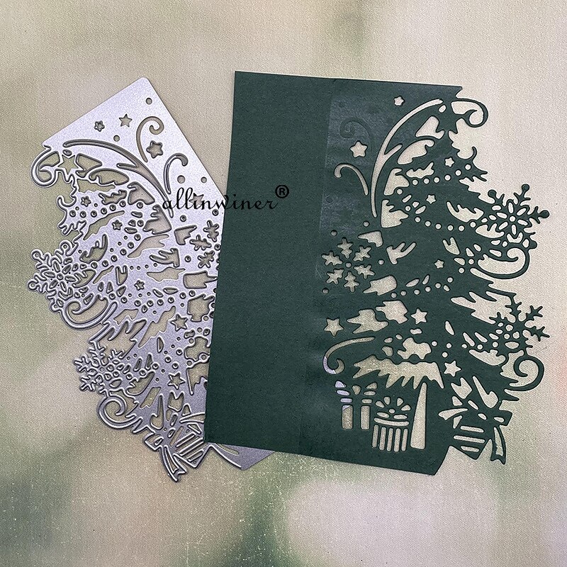 1pc Christmas Tree Gift Frame Metal Cutting Dies Stencils For DIY Scrapbooking Decorative Embossing Handcraft Die Cutting Template