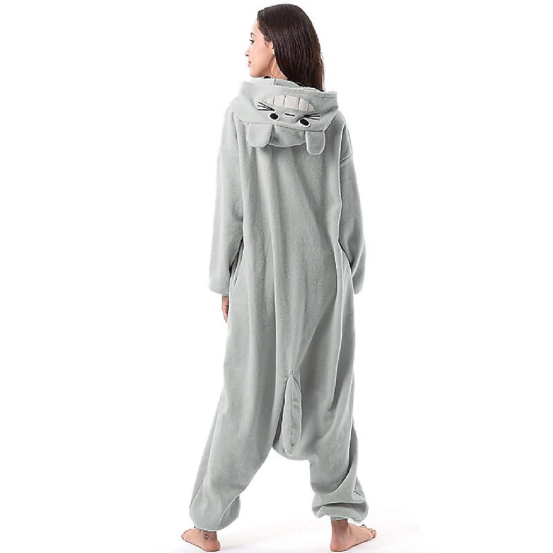Adults' Patchwork Nightwear Camouflage Onesie Costume Carnival Costume Cat Totoro Onesie Pajamas Kigurumi Pajamas Pajamas Funny Costume For Men's Women's Women Christmas Carnival New Year Cartoon2
