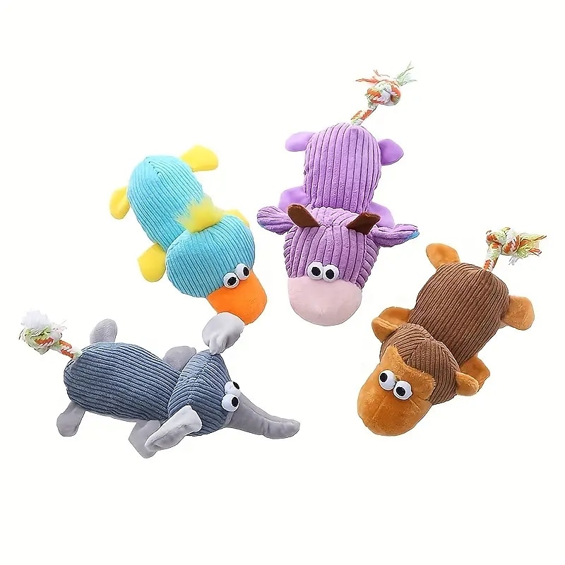 1pc Adorable Animal Design Dog Plush Toy - Interactive and Durable Chew Toy for Your Pet!2